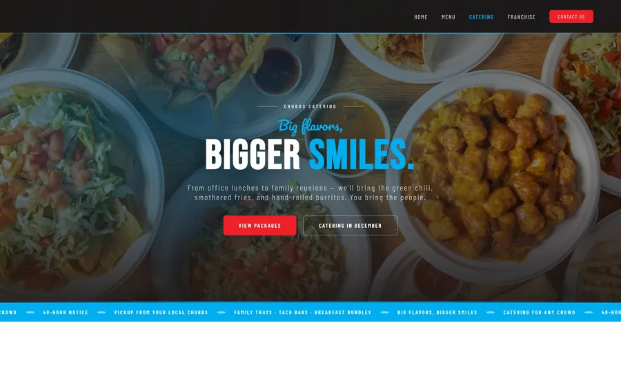 Chubbs catering page: Big flavors, bigger smiles