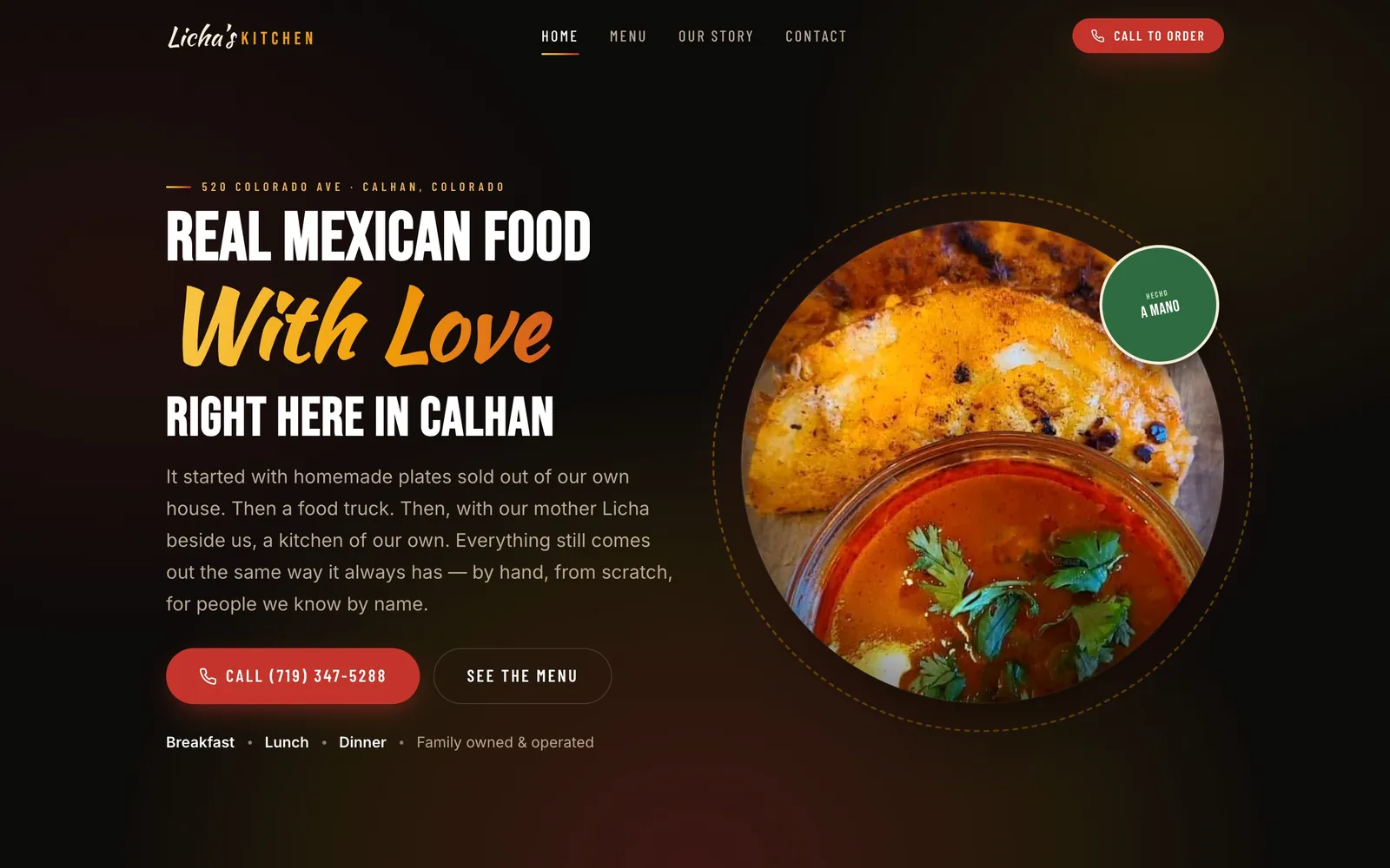 Licha's Kitchen homepage: Real Mexican Food With Love, Right Here in Calhan